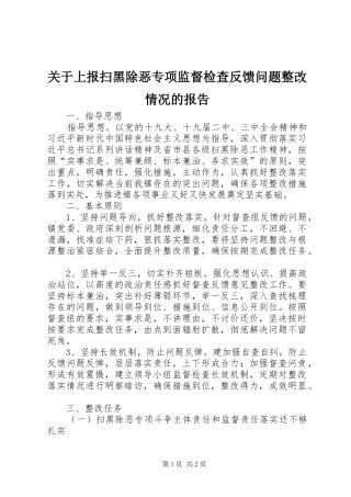 关于上报扫黑除恶专项监督检查反馈问题整改情况的报告