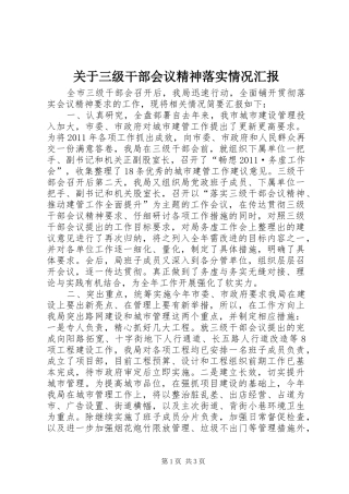 关于三级干部会议精神落实情况汇报