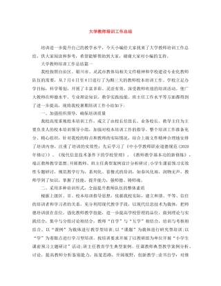 大学教师培训工作总结 