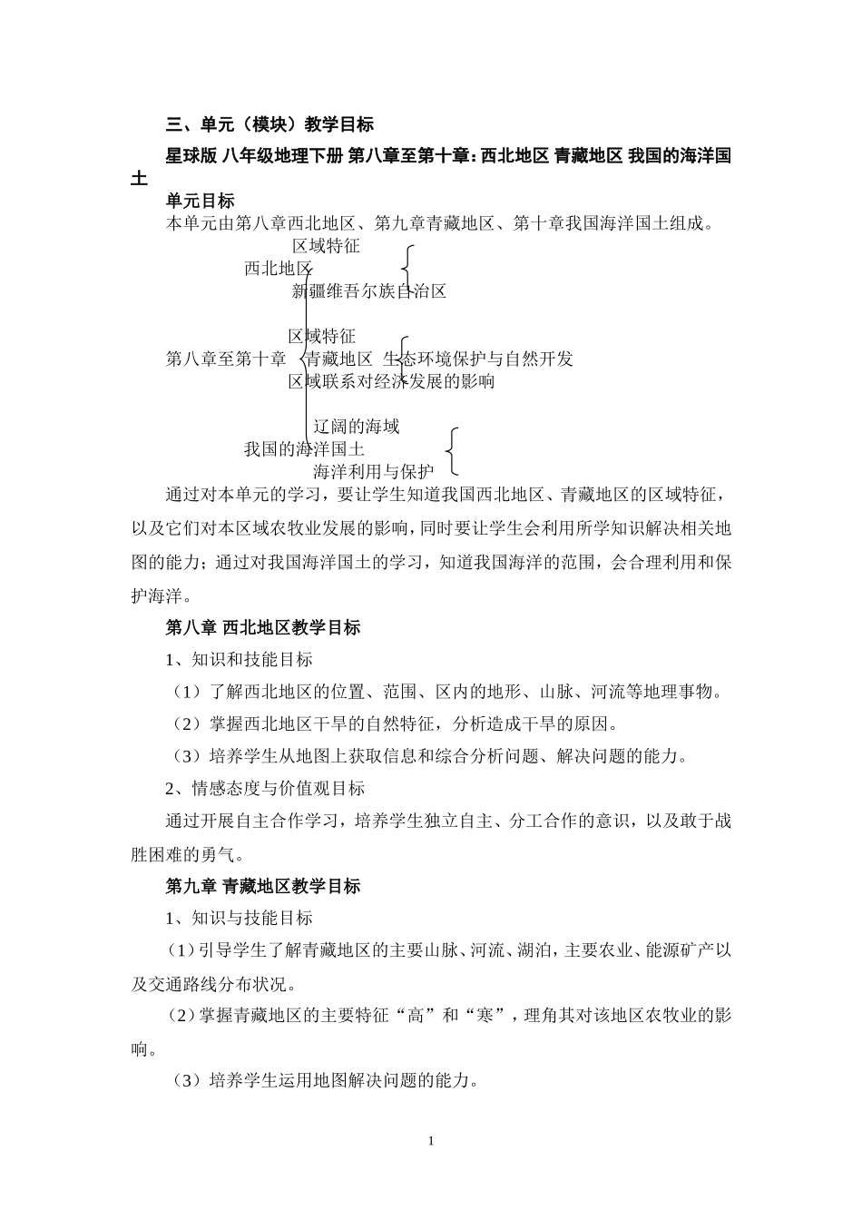 八年级下册地理8—10章教学设计_第1页