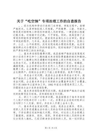 关于“吃空饷”专项治理工作的自查报告