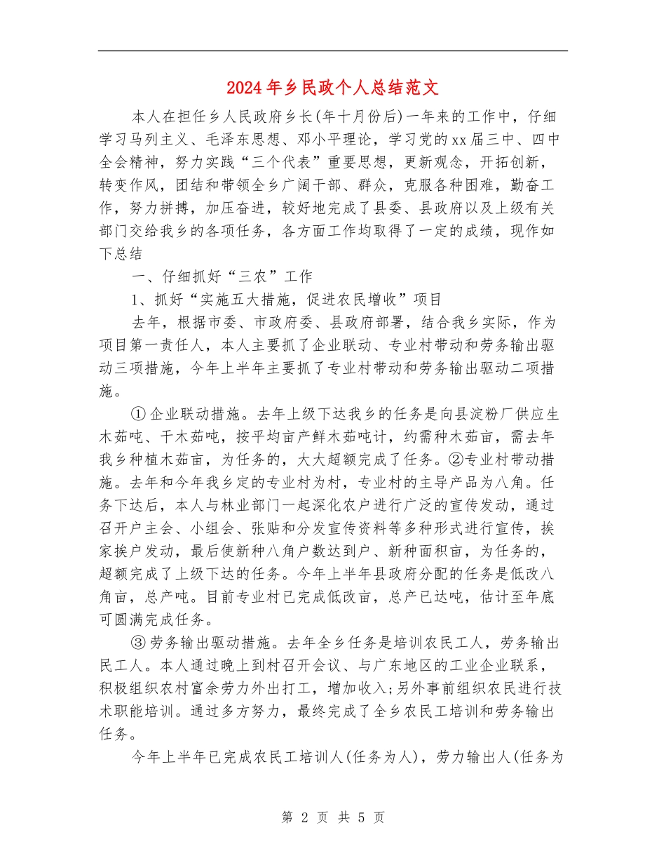 2024年乡民政个人总结范文_第2页