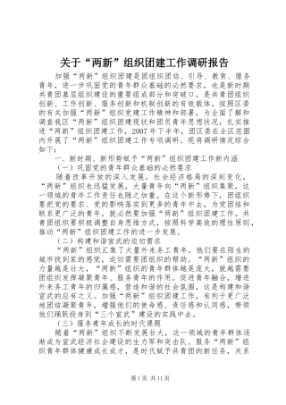 关于“两新”组织团建工作调研报告