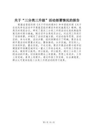 关于“三分类三升级”活动部署情况的报告