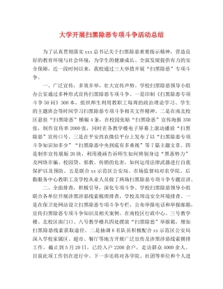 大学开展扫黑除恶专项斗争活动总结 