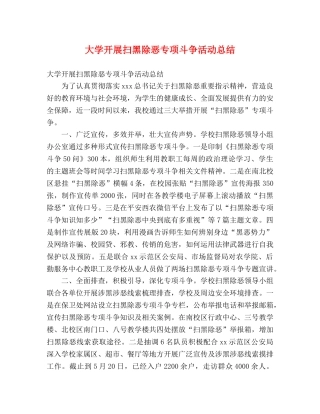 大学开展扫黑除恶专项斗争活动总结 (2) 