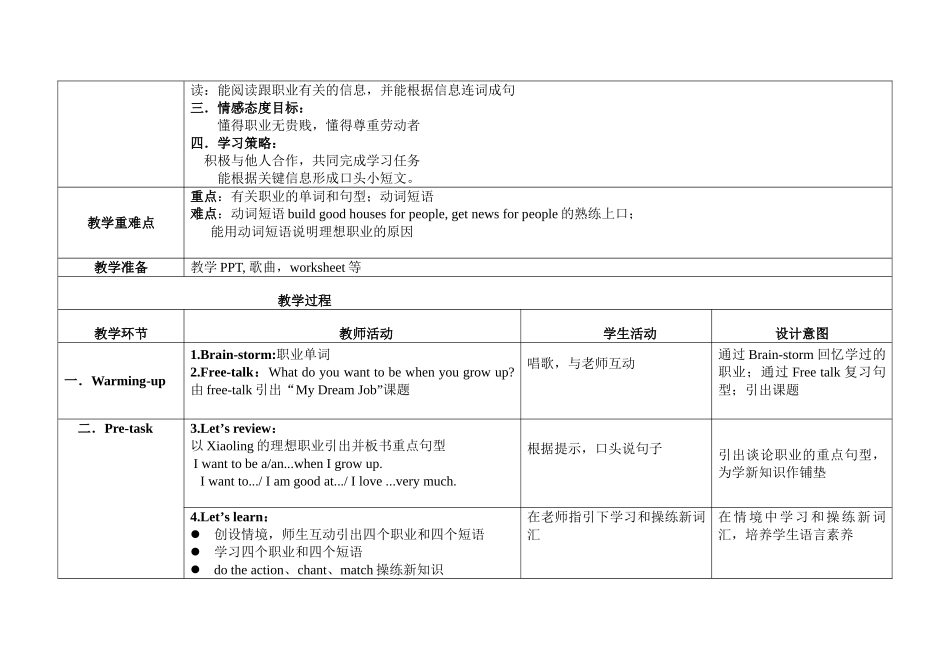 广州版英语四下Unit11教学设计_第2页