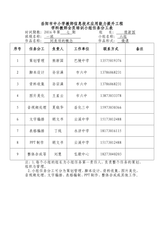 小组任务分工表 (5)