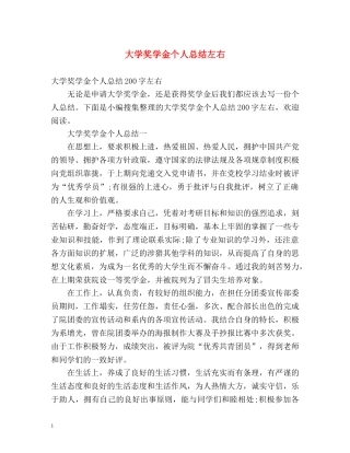 大学奖学金个人总结左右 