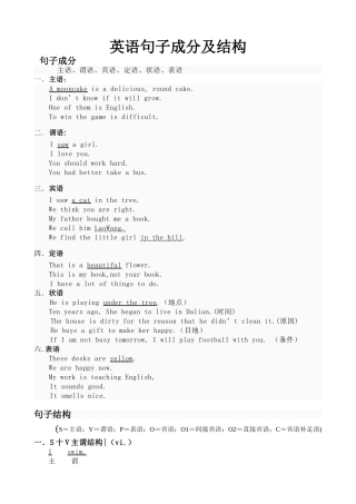 简单的英语句子结构五种句型