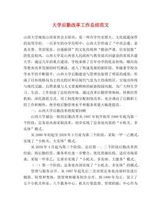大学后勤改革工作总结范文 