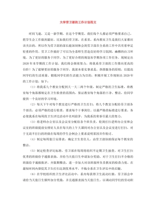 大学劳卫部的工作计划范文 