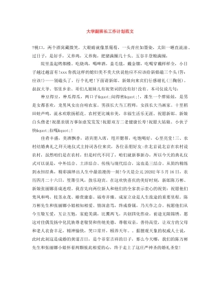 大学副班长工作计划范文 