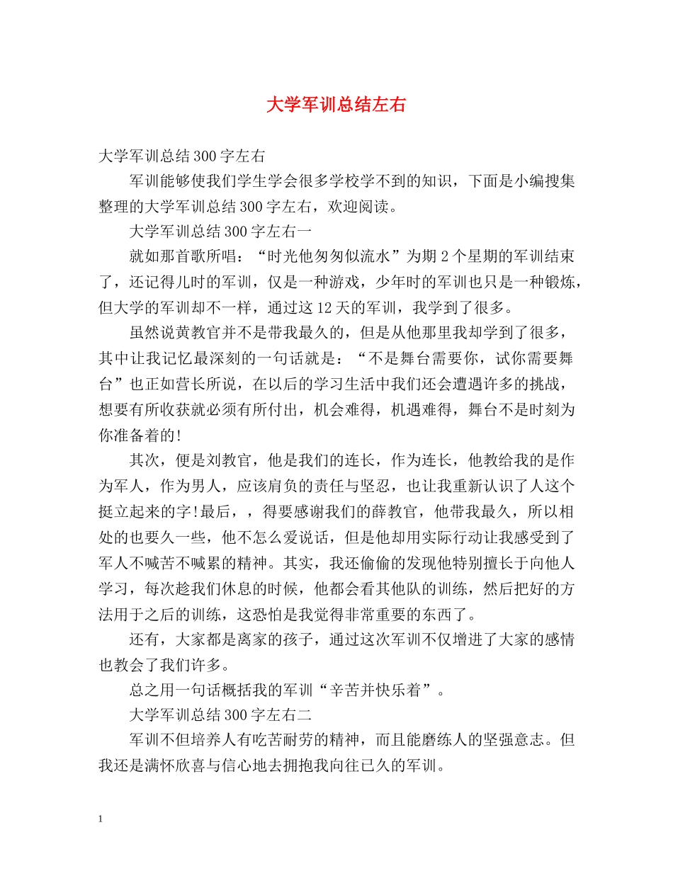 大学军训总结左右 _第1页
