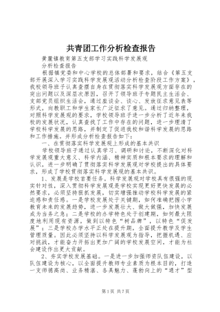 共青团工作分析检查报告