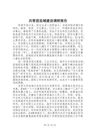 共青团县域建设调研报告