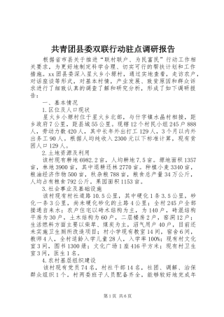 共青团县委双联行动驻点调研报告