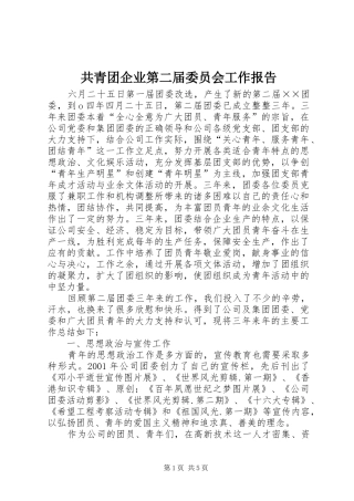共青团企业第二届委员会工作报告