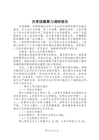 共青团凝聚力调研报告