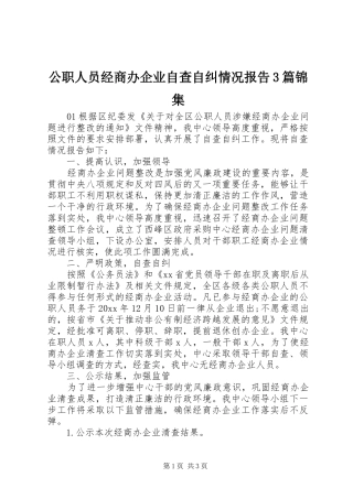 公职人员经商办企业自查自纠情况报告3篇锦集