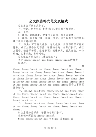 公文报告格式范文及格式