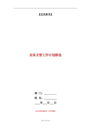 业务主管工作计划新选