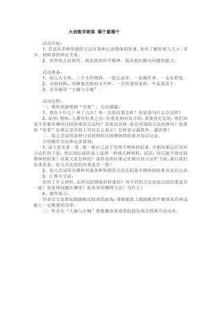 大班数学教案哪个重哪个