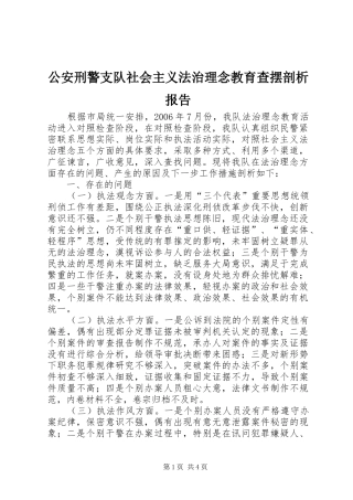 公安刑警支队社会主义法治理念教育查摆剖析报告