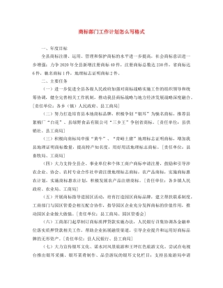 商标部门工作计划怎么写格式 