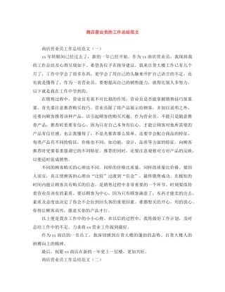 商店营业员的工作总结范文 