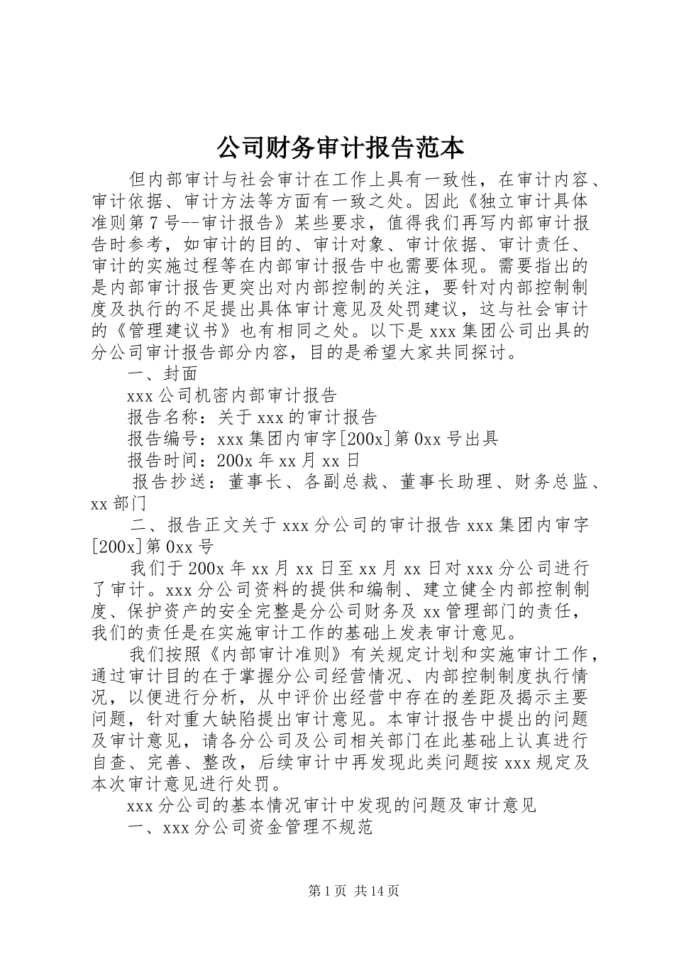 公司财务审计报告范本_第1页