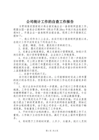 公司统计工作的自查工作报告