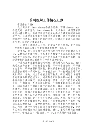 公司组织工作情况汇报