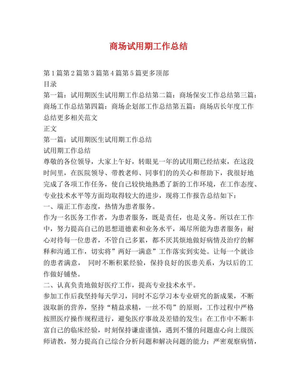 商场试用期工作总结 _第1页