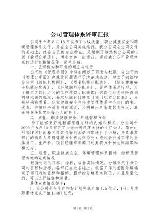 公司管理体系评审汇报