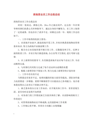 商场营业员工作自我总结 