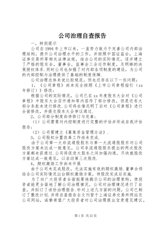 公司治理自查报告