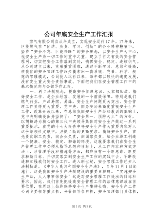 公司年底安全生产工作汇报