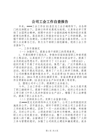 公司工会工作自查报告