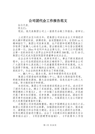 公司团代会工作报告范文