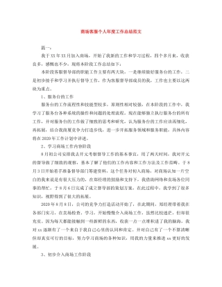 商场客服个人年度工作总结范文 