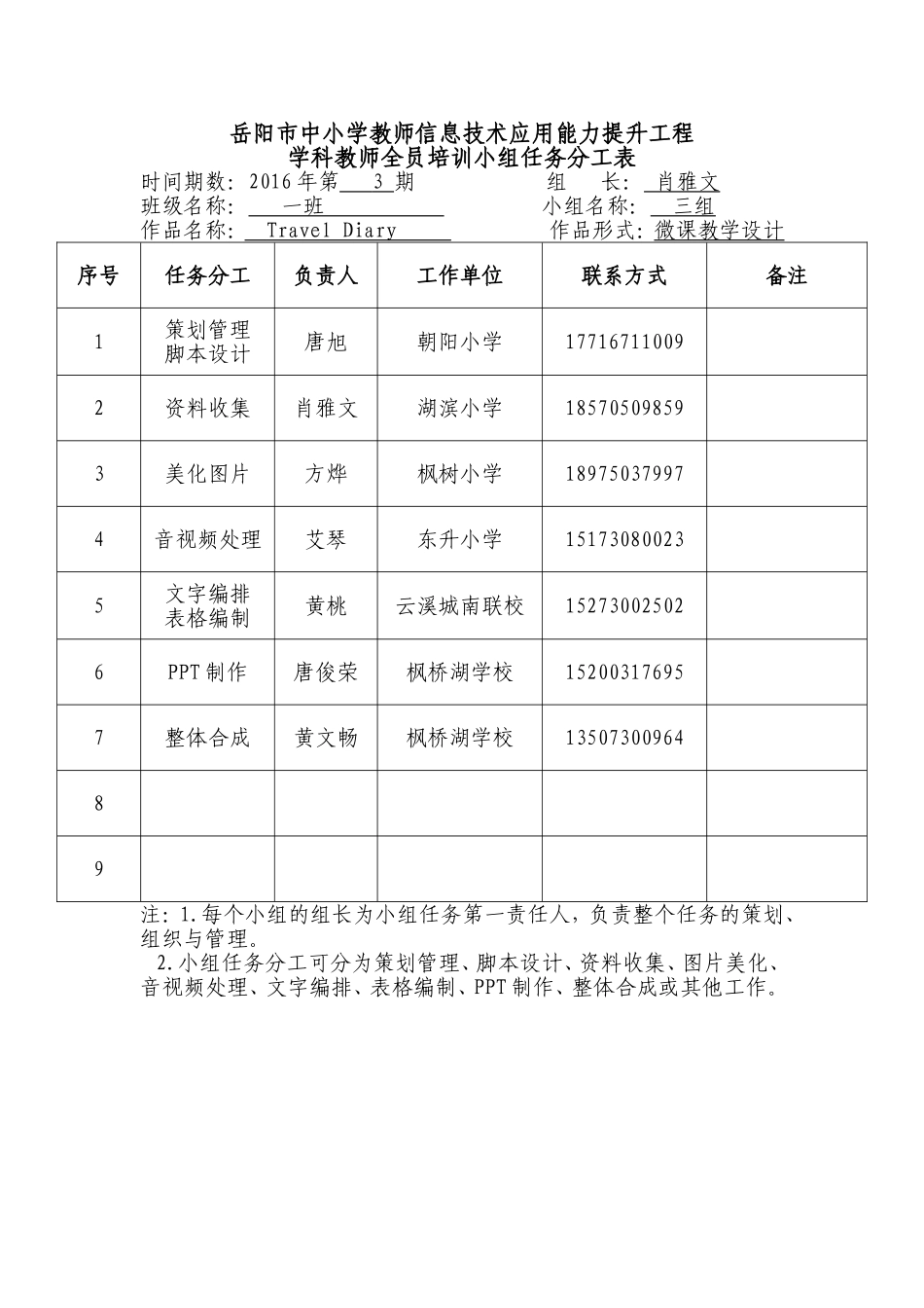 一班3组小组任务分工表_第1页