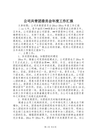 公司共青团委员会年度工作汇报