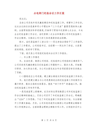 水电部门纪检会议工作汇报