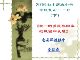 七（下）统一的多民族国家的巩固和发展专题复习