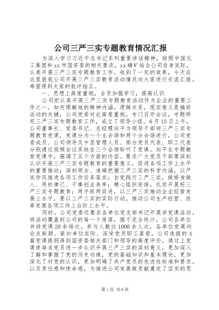 公司三严三实专题教育情况汇报