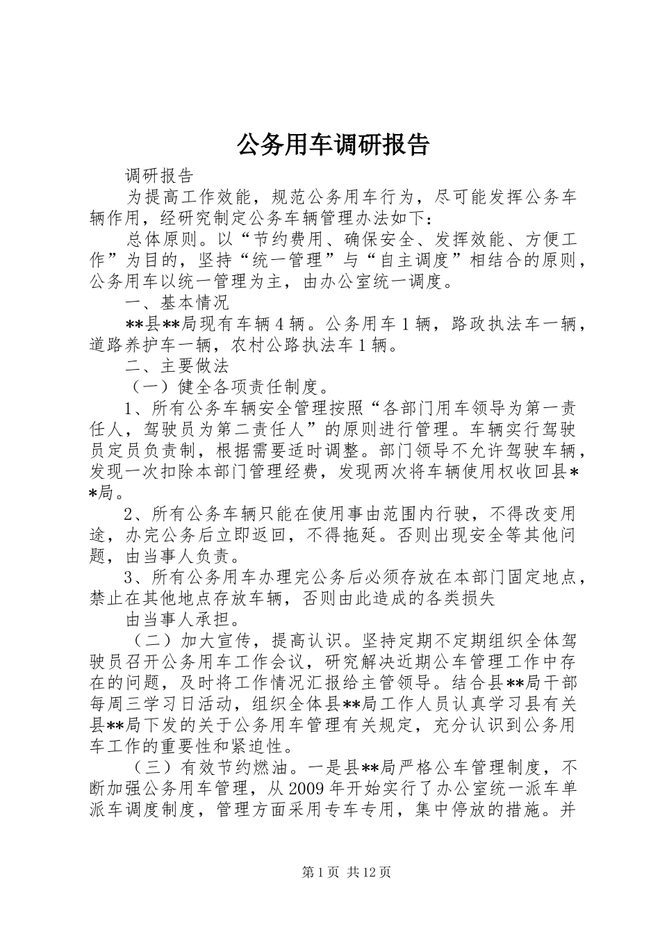 公务用车调研报告_第1页