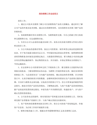 商务销售工作总结范文 