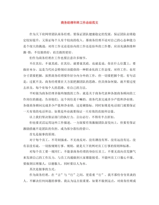 商务经理年终工作总结范文 