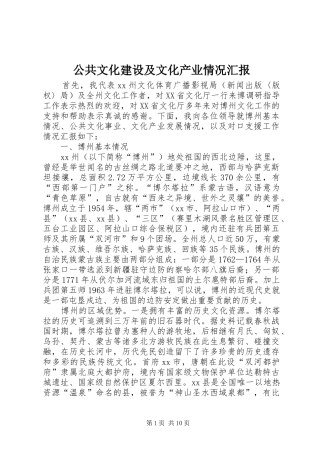 公共文化建设及文化产业情况汇报